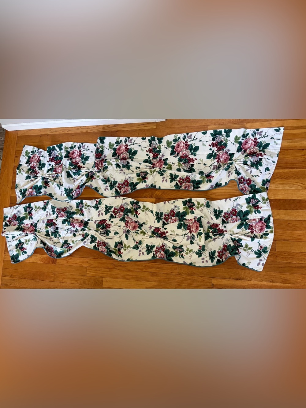 2 Waverly Pleasant Valley Floral Gathered Valance 78x18 Cottage Rose Country